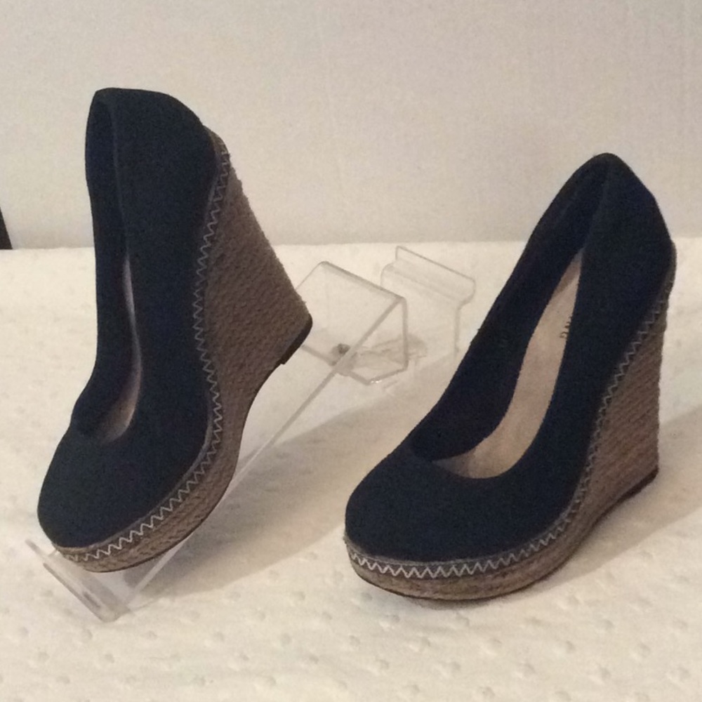 Call it Spring black espadrille high wedges # 6.5M
